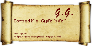 Gorzsás Győző névjegykártya